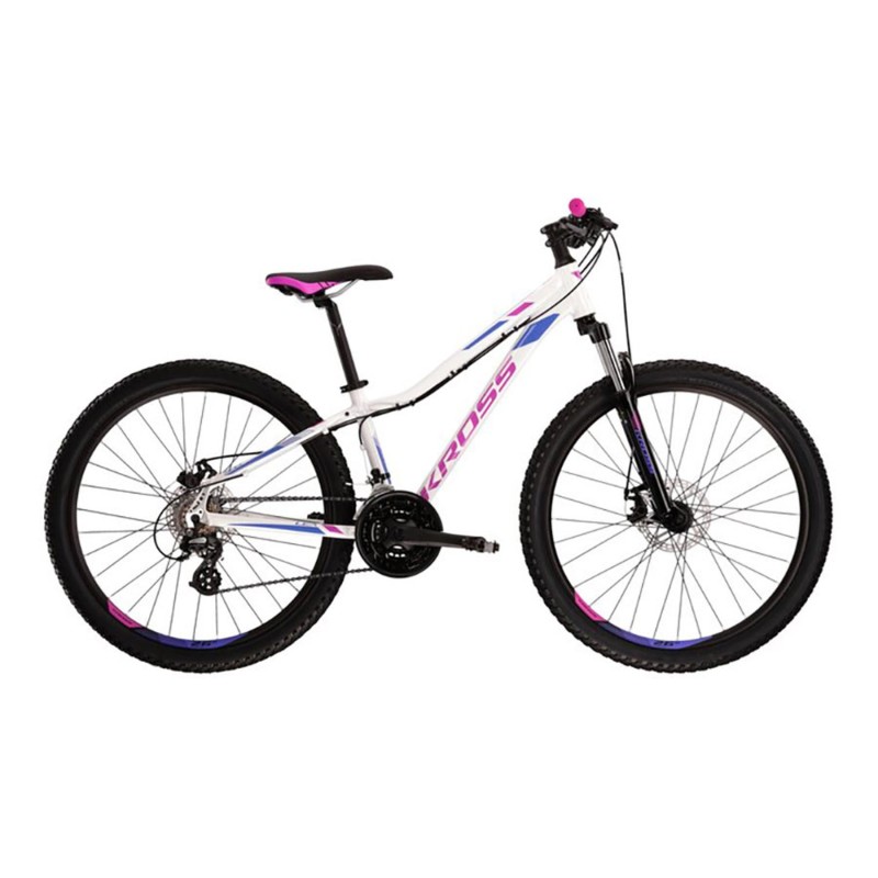 Bicicleta MTB Kross Lea 3.0: ¡Aventura en Blanco y Violeta!