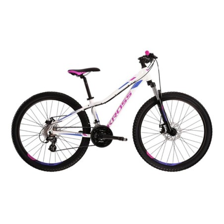 Bicicleta MTB Kross Lea 3.0: ¡Aventura en Blanco y Violeta!